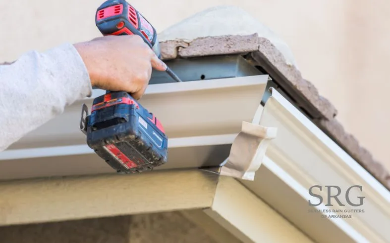guy doing an new rain gutter installation